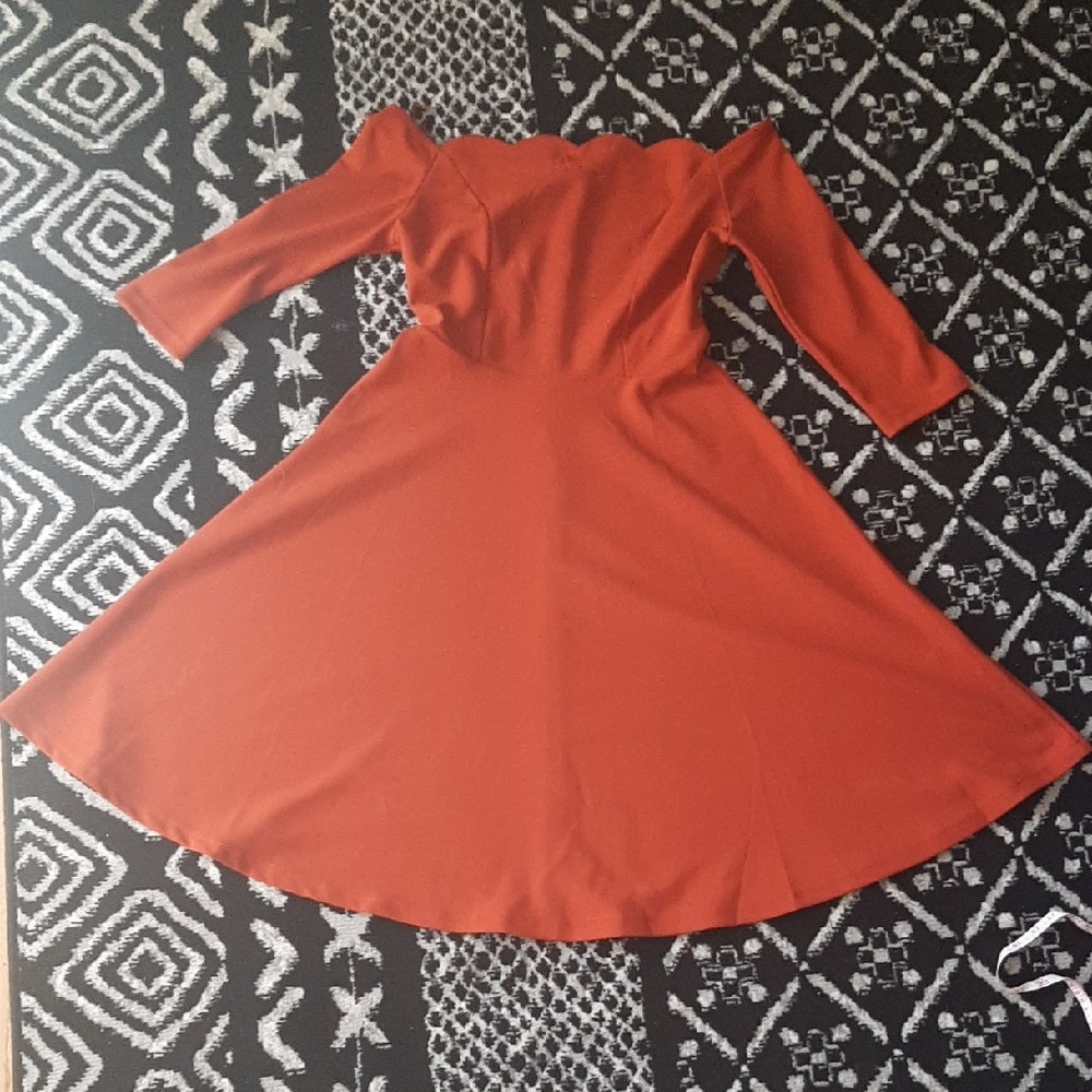 Chic Long Sleeve Orange Dress